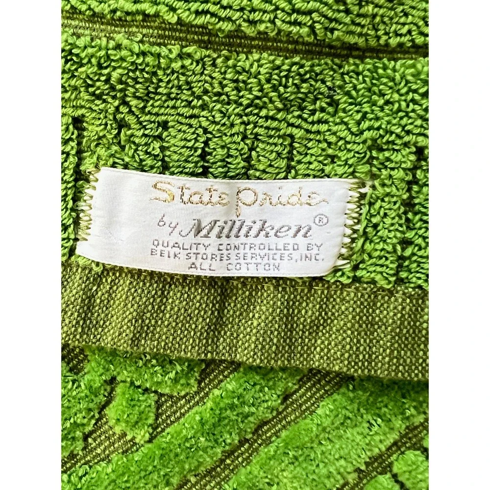 Set of 6 Vintage Milliken Callaway Moss Green Sculpted Towels Cotton Floral NOS
